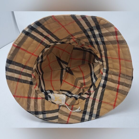 Vintage Burberry Women\'s Hat Nova Check Bucket Hat 60s 50s Size Medium 7\